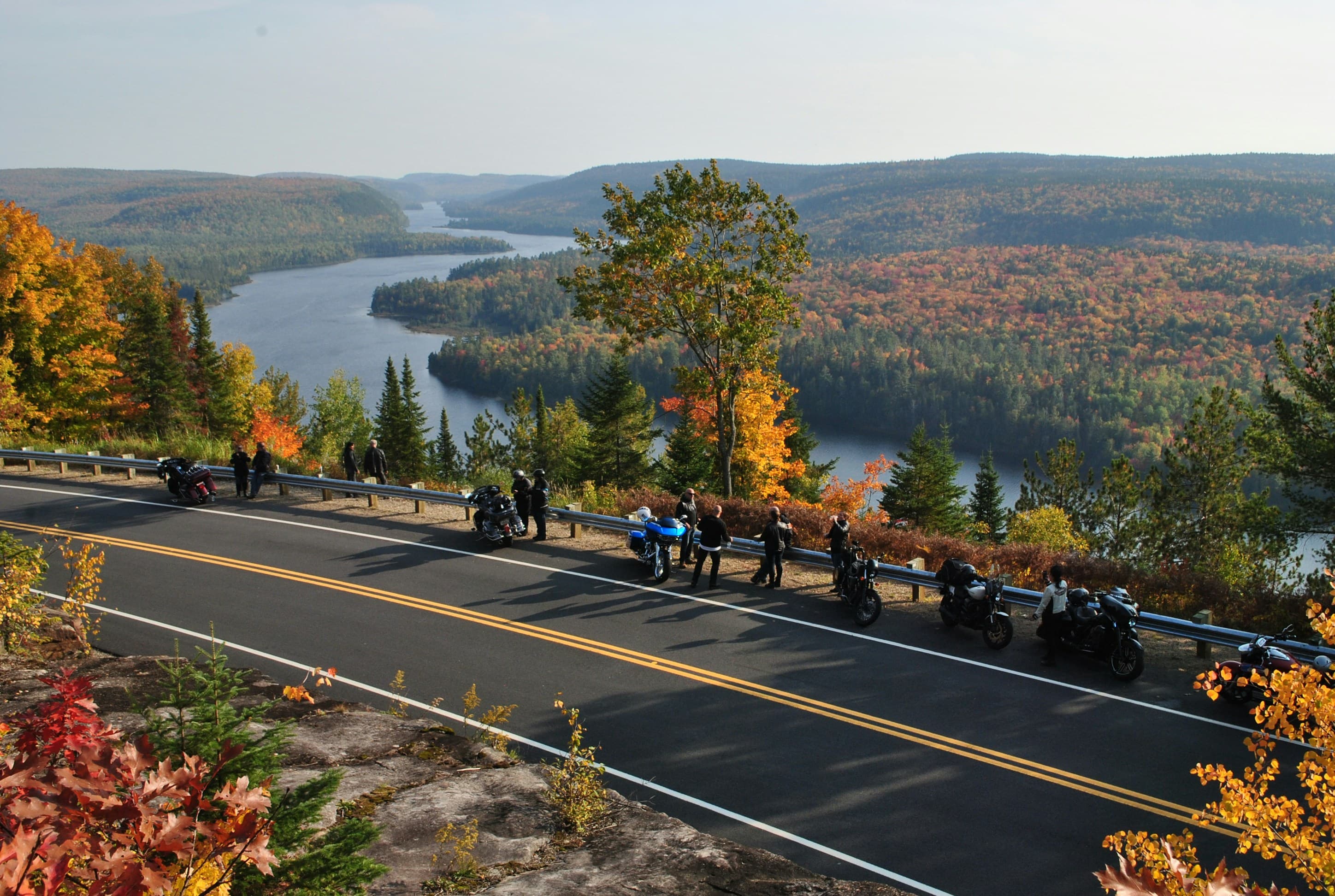 Group of bikers enjoying view